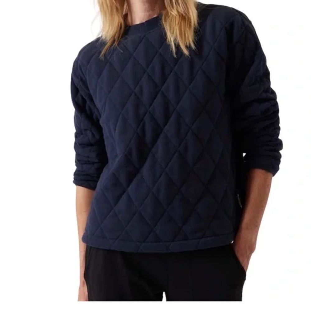 Athleta Dark Blue Quilted Crew Sweatshirt